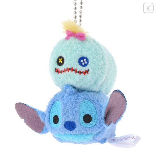Japan Disney Store Tsum Tsum Plush Keychain - Stitch & Scrump - 1