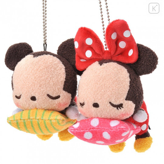 Japan Disney Store Plush Keychain - Sleeping Baby Mickey & Minnie - 1