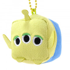 Japan Disney Store Mini Cube Plush Keychain - Aliens Little Green Men