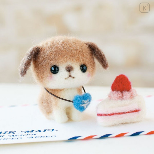 Japan Hamanaka Wool Needle Felting Kit - Postman Dog & Strawberry Cake - 1