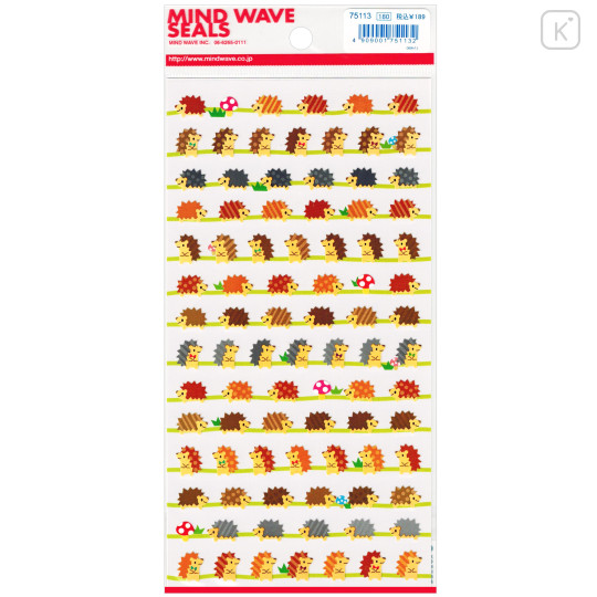 Japan Mind Wave Seals Mini Stickers - Hedgehog - 1