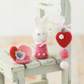 Japan Hamanaka Wool Needle Felting Kit - Heart Strap & Flower Brooch & Rabbit - 1