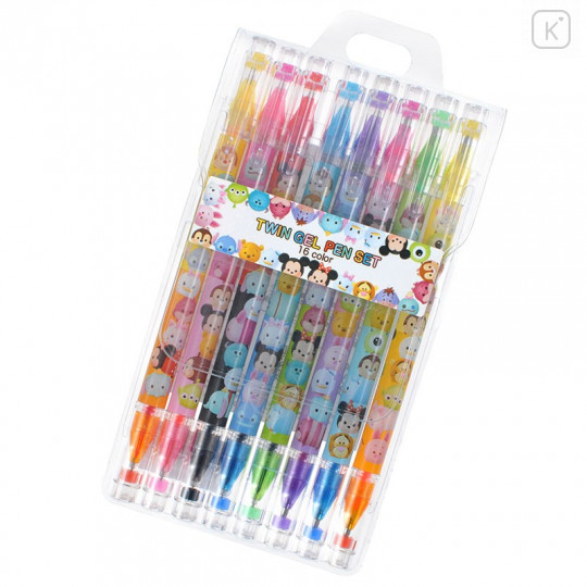 Japan Disney Store Tsum Tsum Twin Color Gel Pen 16 Colors Set - 2