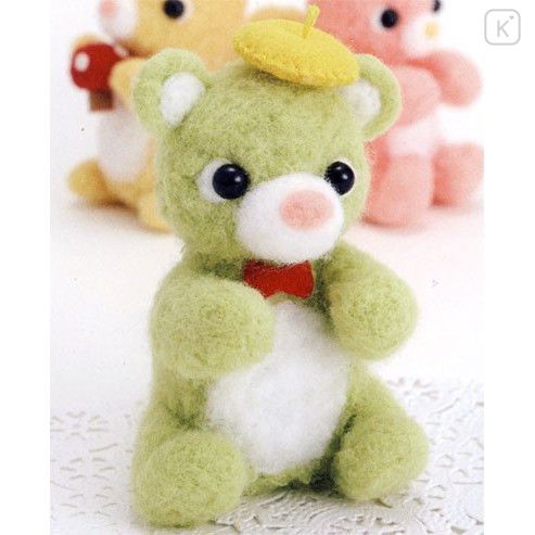 Japan Sun Felt Wool Needle Felting Kit - Green Teddy Bear - 1