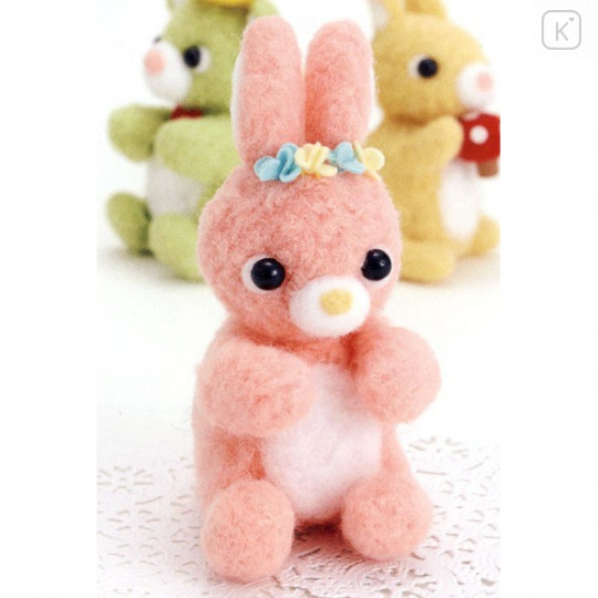 Japan Sun Felt Wool Needle Felting Kit - Pink Rabbit Bunny - 1