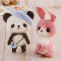 Japan Hamanaka Wool Needle Felting Kit - Beret Panda & Pink Rabbit - 1