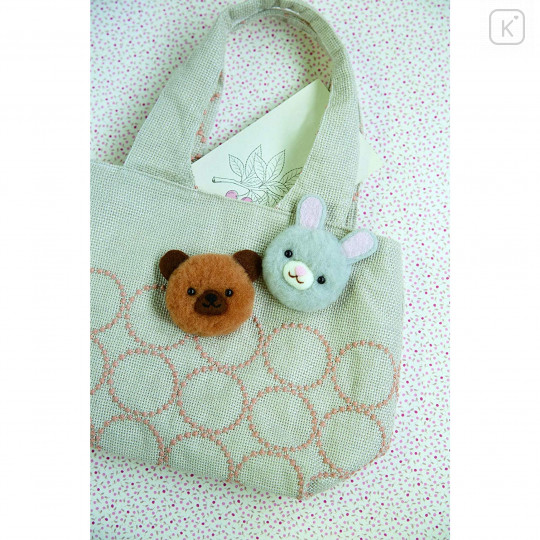 Japan Hamanaka Aclaine Pom Pom Craft Kit - Soft and Fluffy Rabbit and Bear Bonbon Brooch - 5