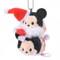 Japan Disney Store Tsum Tsum Key Chain - Mickey & Minnie × Santa Christmas - 1