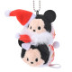 Japan Disney Store Tsum Tsum Key Chain - Mickey & Minnie × Santa Christmas