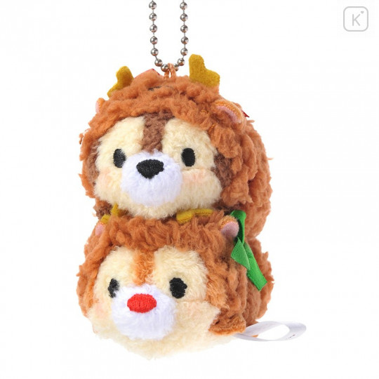 Japan Disney Store Tsum Tsum Key Chain - Chip & Dale × Christmas - 1
