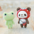 Japan Hamanaka Wool Needle Felting Kit - Strawberry Hat Panda & Frog - 1