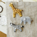 Japan Hamanaka Wool Needle Felting Kit - Giraffe, Zebra & Elephant Brooch - 1