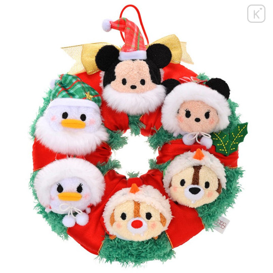 Japan Disney Store Tsum Tsum Mini Plush (S) - 2015 Christmas Wreath Mickey & Friends - 2