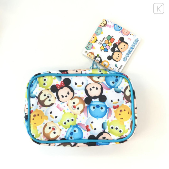 Japan Disney Tsum Tsum Zipper Makeup Stationery Pencil Bag Pouch - White & Blue - 1