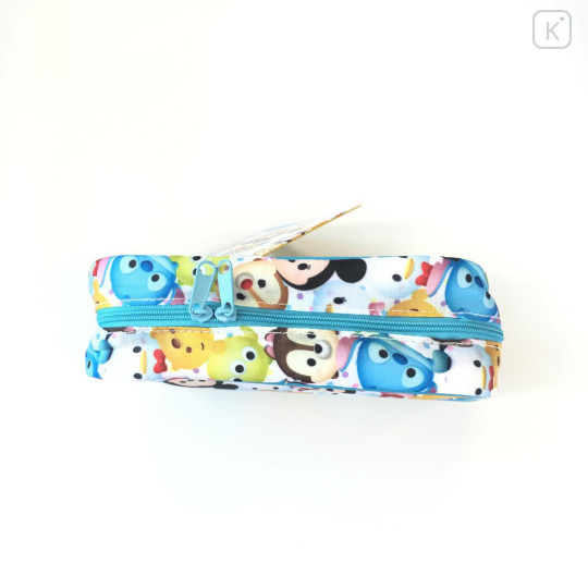 Japan Disney Tsum Tsum Zipper Makeup Stationery Pencil Bag Pouch - White & Blue - 3