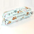 Japan Rilakkuma Zipper Makeup Stationery Pencil Bag Pouch - White & Blue - 1