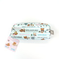 Japan Rilakkuma Zipper Makeup Stationery Pencil Bag Pouch - White & Blue - 4