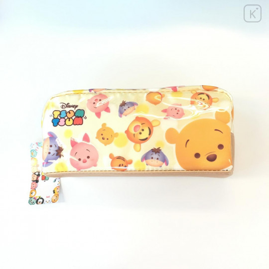 Japan Disney Tsum Tsum Gold Zipper Pouch Staionery Pencil Case - Winnie the Pooh & Friends - 2