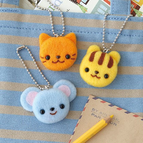 Japan Hamanaka Wool Needle Felting Kit - Mouse, Cat & Squirrel Charm - 1