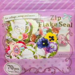 Japan Zip Flake Seal Sticker 70pcs - Flower
