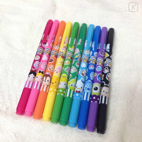 Japan Disney Tsum Tsum 10 Color Double Ended Twin Gel Pen Set - 1