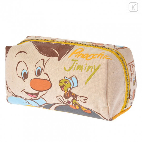 Japan Disney Store Pinocchio & Jiminy Cricket Stationery Makeup Pencil Case Canvas Bag - 2