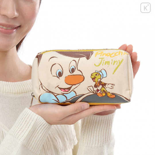Japan Disney Store Pinocchio & Jiminy Cricket Stationery Makeup Pencil Case Canvas Bag - 5