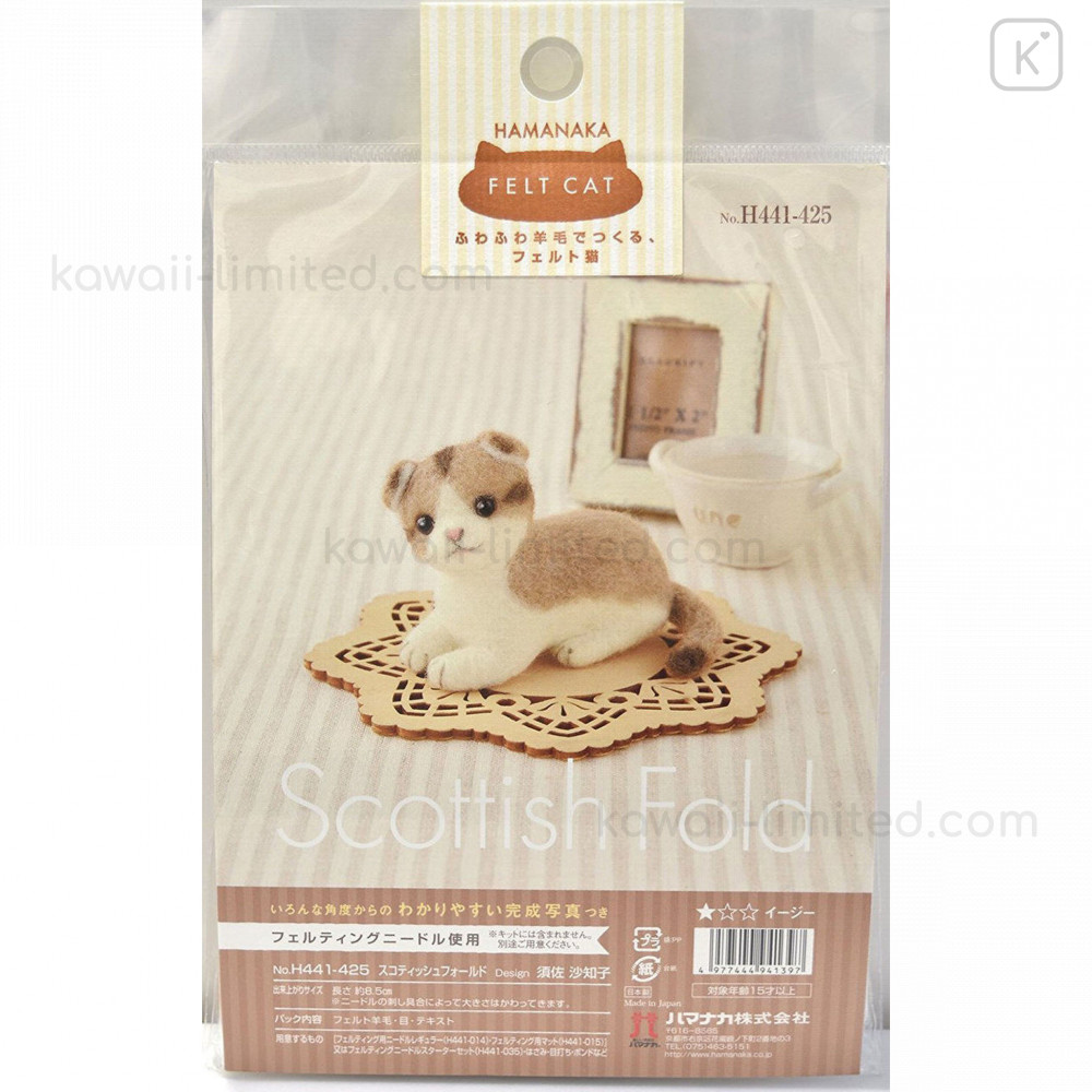 Japan Hamanaka Wool Needle Felting Kit Scottish Fold Cat Kawaii Limited