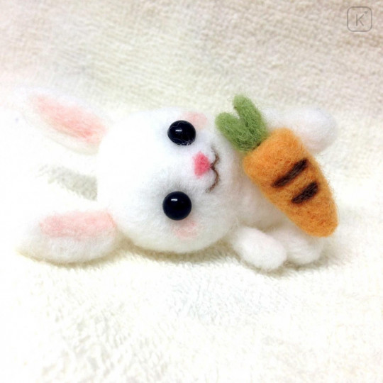 DIY Needle Felting Kit - Little White Rabbit & Carrot - 2