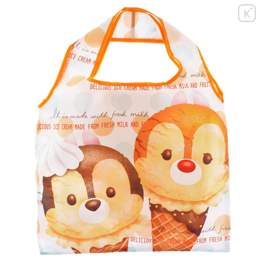 Japan Disney Store Eco Shopping Bag - Tsum Tsum ICE CREAM Chip n Dale - 1