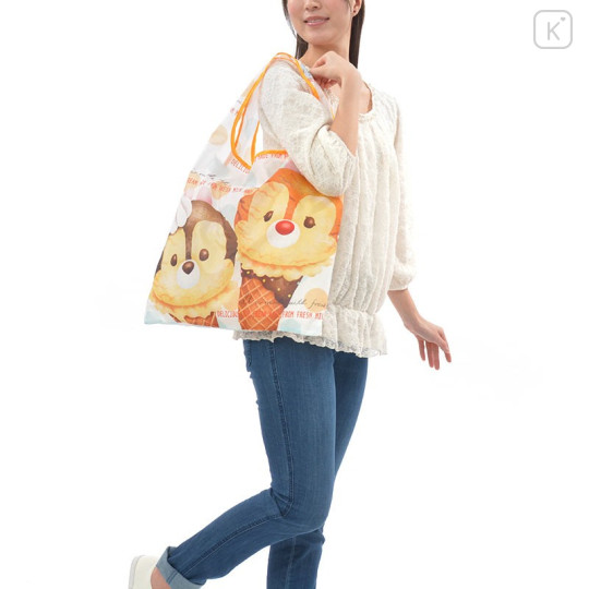Japan Disney Store Eco Shopping Bag - Tsum Tsum ICE CREAM Chip n Dale - 6