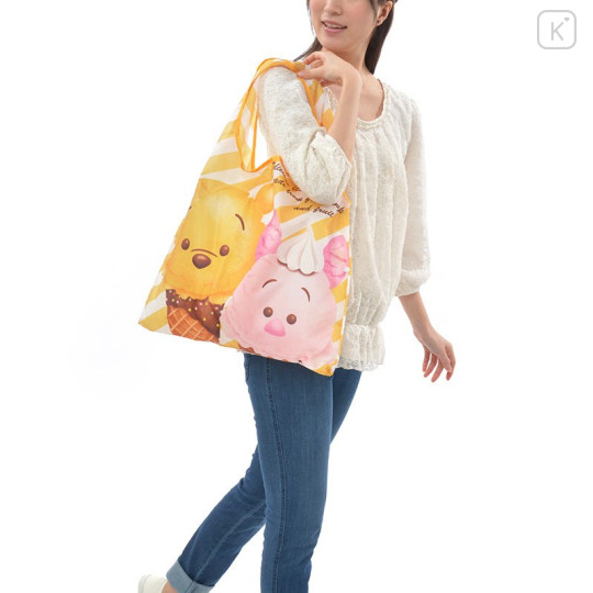 Japan Disney Store Eco Shopping Bag - Tsum Tsum ICE CREAM Winnie the Pooh & Piglet - 6
