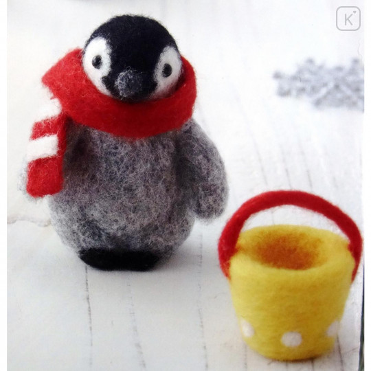Japanese Wool Needle Felting Craft Kit - Penguin & Bucket - 1