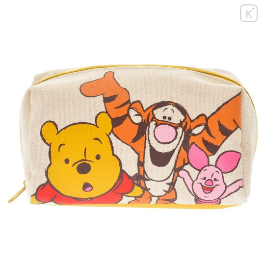 Japan Disney Store Winnie the Pooh & Friends Makeup Pencil Bag Canvas Zipper Pouch - 1