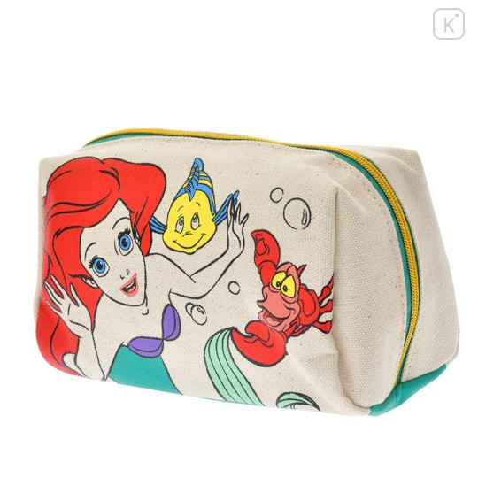 Japan Disney Store Mermaid Ariel & Friends Makeup Pencil Bag Canvas Zipper Pouch - 2