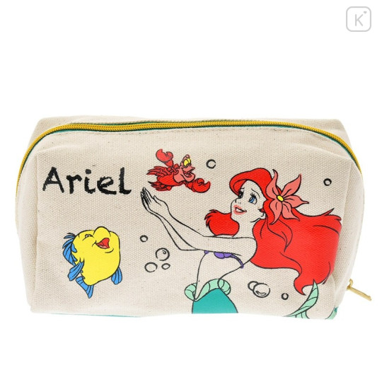 Japan Disney Store Mermaid Ariel & Friends Makeup Pencil Bag Canvas Zipper Pouch - 3