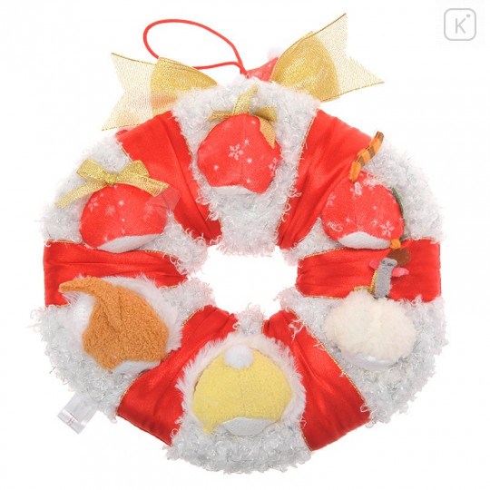 Japan Disney Store Tsum Tsum Mini Plush (S) Xmas Set - Winnie the Pooh / Christmas Wreath - 3