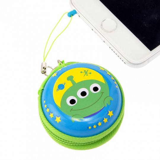 Japan Disney Store Zipper Can Case Phone Plug Jack - Little Green Men - 1