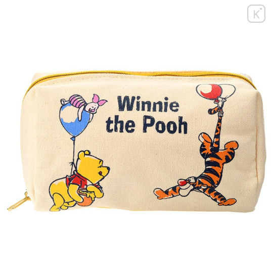 Japan Disney Store Makeup Pencil Bag Canvas Zipper Pouch - Winnie the Pooh & Friends - 1