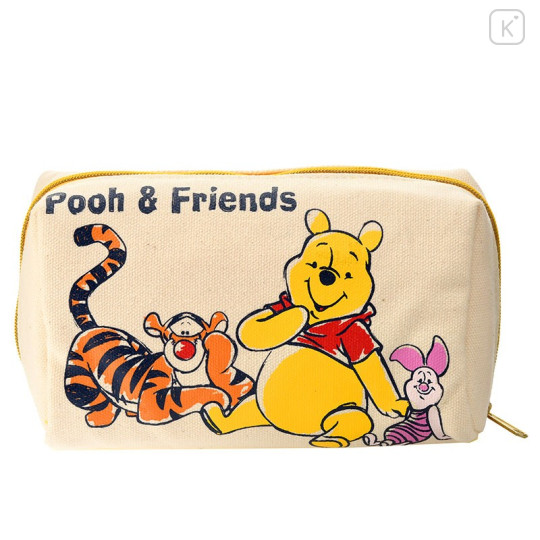 Japan Disney Store Makeup Pencil Bag Canvas Zipper Pouch - Winnie the Pooh & Friends - 3