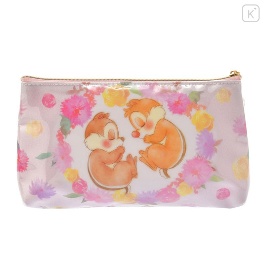 Japan Disney Store Spring Chip and Dale Zipper Stationary Makeup Pencil Bag - 3