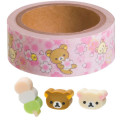 Japan San-X Washi Paper Masking Tape - Rilakkuma Bear Sakura Pink - 1