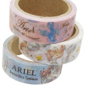 Japan Disney Washi Paper Masking Tape - Water Color Princess Mermaid Ariel 3 pcs Set - 2