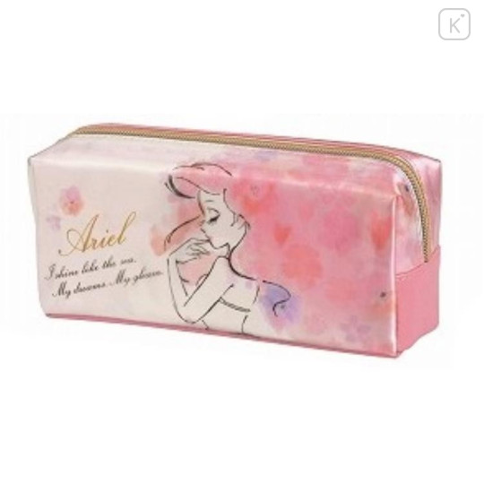 Japan Disney Pouch Makeup Bag Pencil Bag - Princess Little Mermaid Ariel Floral - 1
