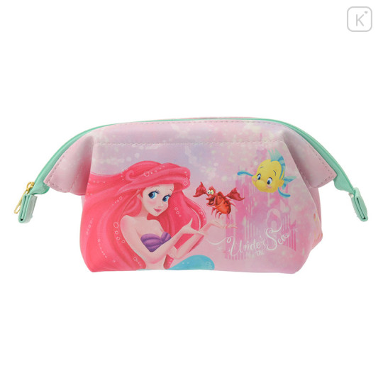 Japan Disney Store Pouch Makeup Bag Pencil Case - Little Mermaid Ariel & Flounder (M) - 1