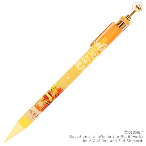 Japan Disney Wooden Mechanical Pencil - Hug N Happy Winnie the Pooh & Tigger - 1