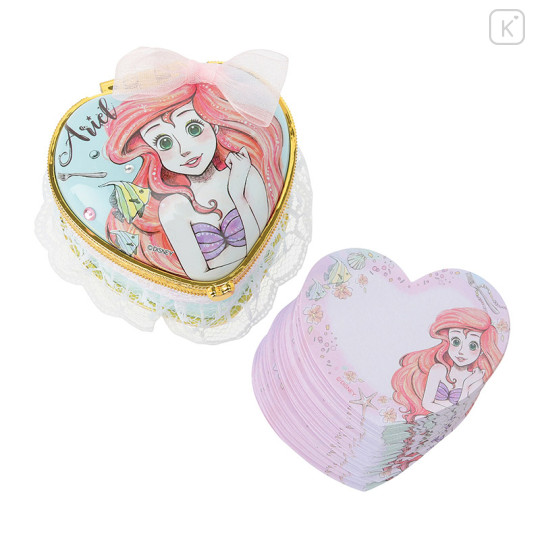 Japan Disney Store Notepad Memo Mirror Jewelry Box- Heart Little Mermaid Ariel - 1