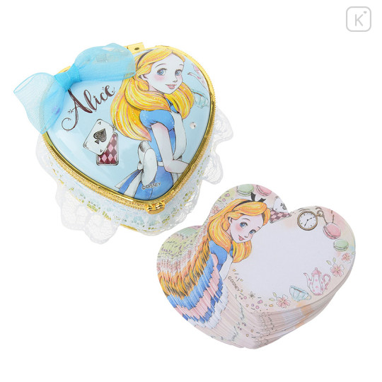 Japan Disney Store Notepad Memo Mirror Jewelry Box - Heart Alice in the Wonderland - 1