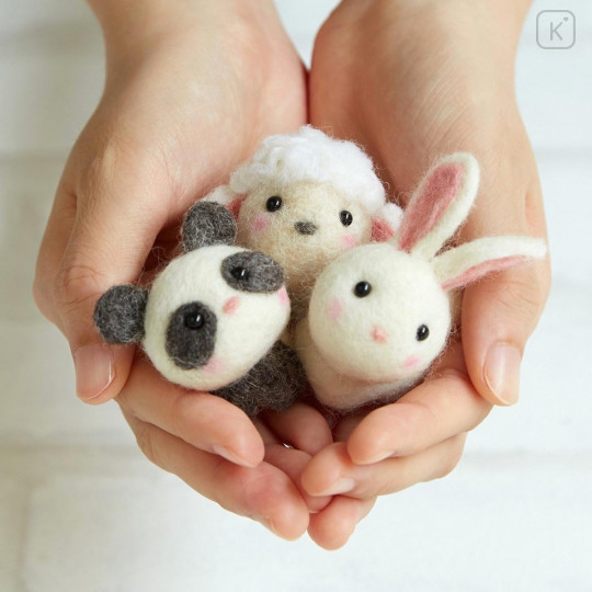 Japan Hamanaka Wool Needle Felting Kit - Cute Animal Buddy Panda Sheep Rabbit - 2