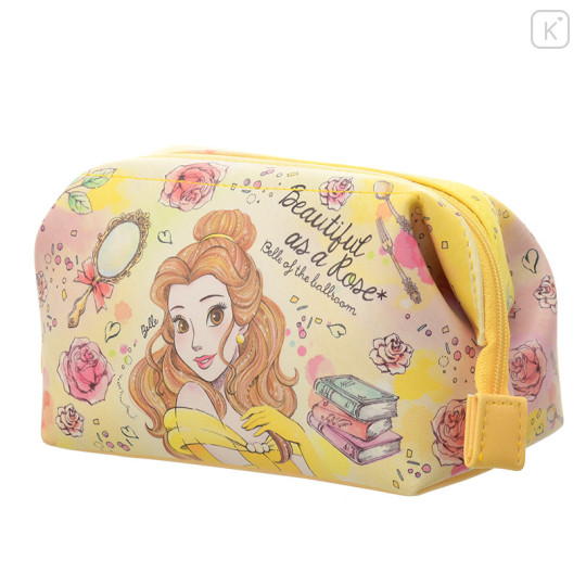 Japan Disney Pouch Makeup Bag Pencil Case - Beauty & the Beast Princess Belle (M) - 2